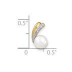 14k 6-7mm White Round Freshwater Cultured Pearl and Diamond Pendant