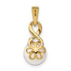 14k 7-8mm Round White Freshwater Cultured Pearl and Diamond Pendant