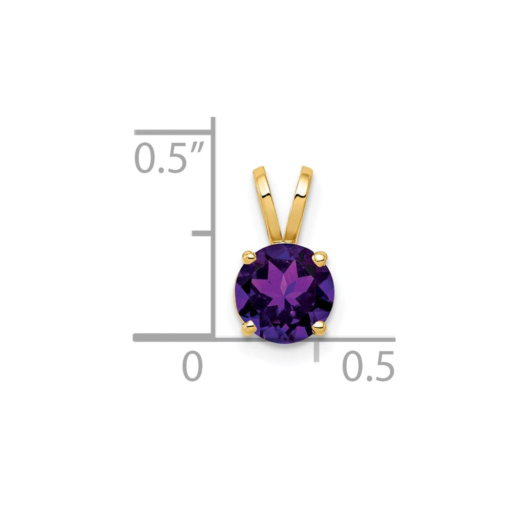 14k 6mm Round Amethyst Pendant
