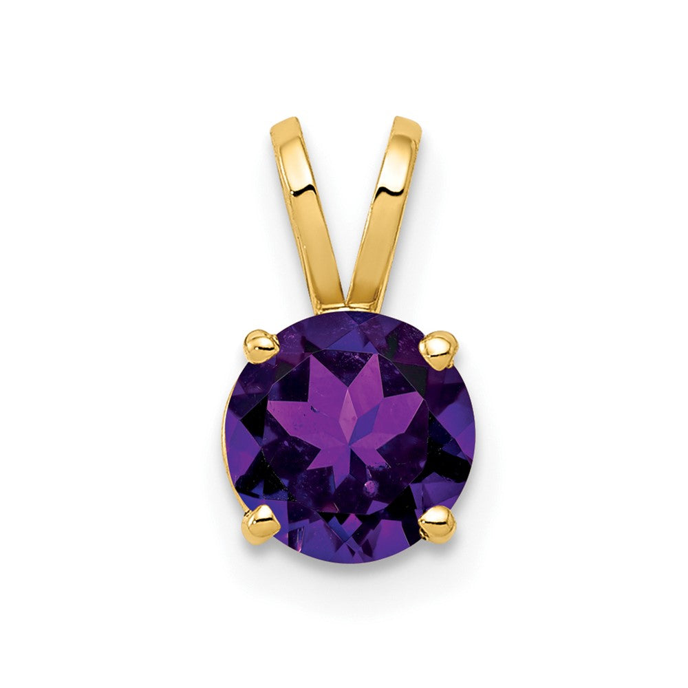 14k 6mm Round Amethyst Pendant