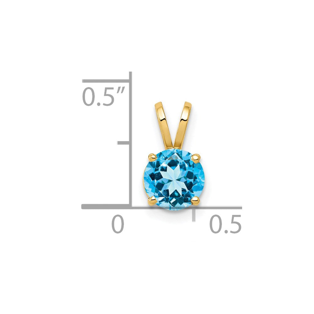 14k 6mm Round Blue Topaz Pendant