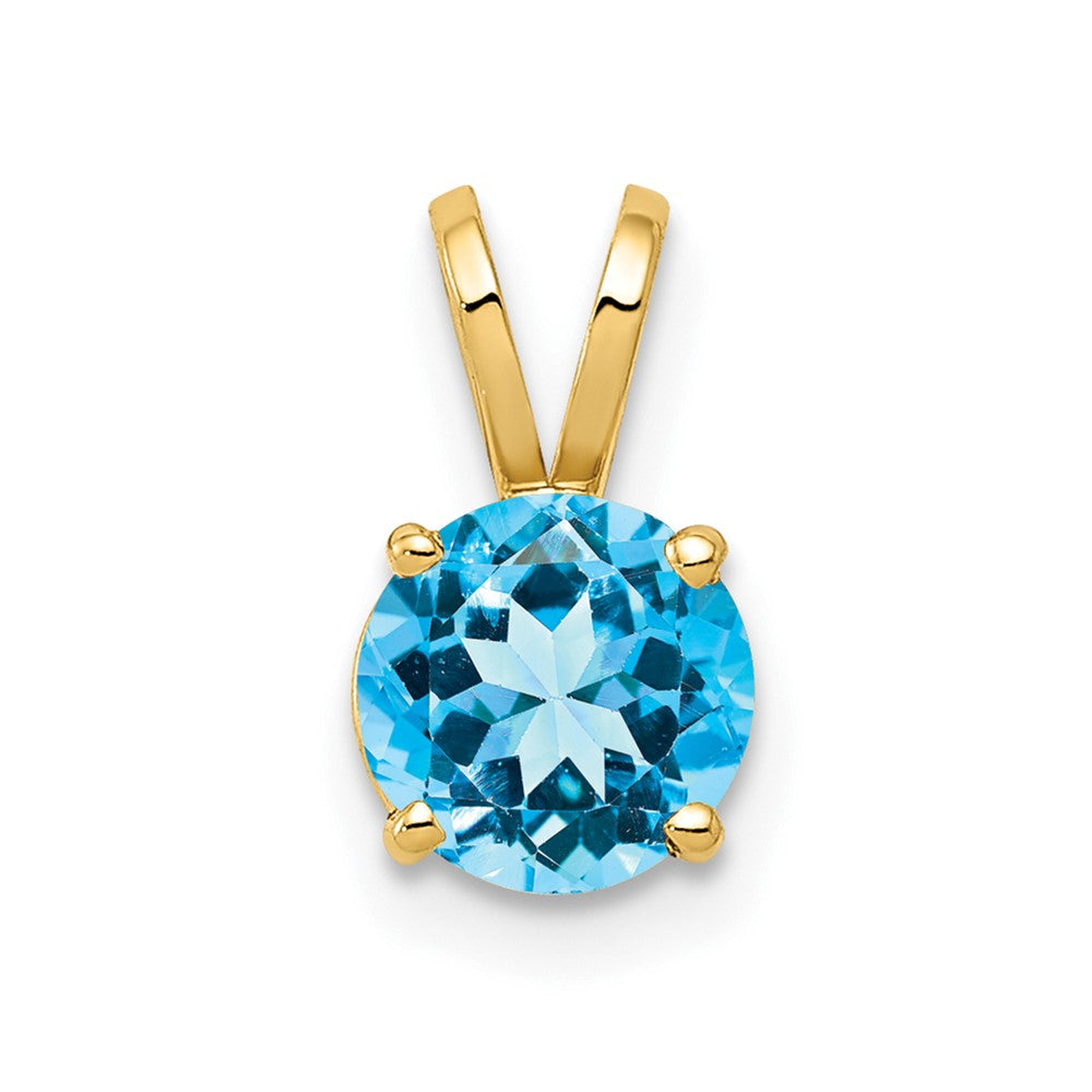 14k 6mm Round Blue Topaz Pendant