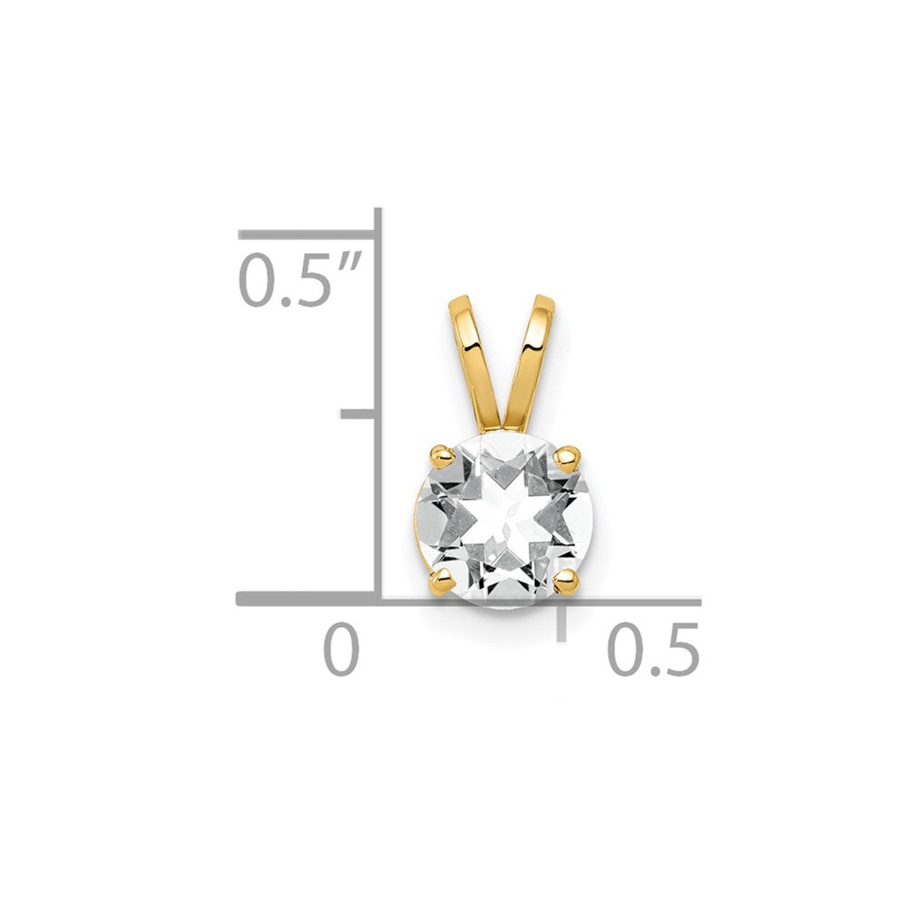 14k 6mm Round Cubic Zirconia Pendant