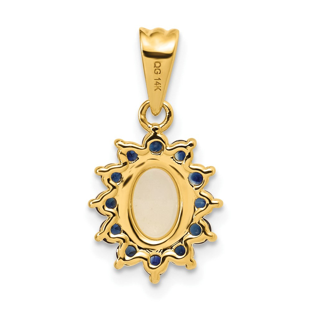 14k Genuine Opal and Sapphire Halo Pendant