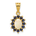 14k Genuine Opal and Sapphire Halo Pendant