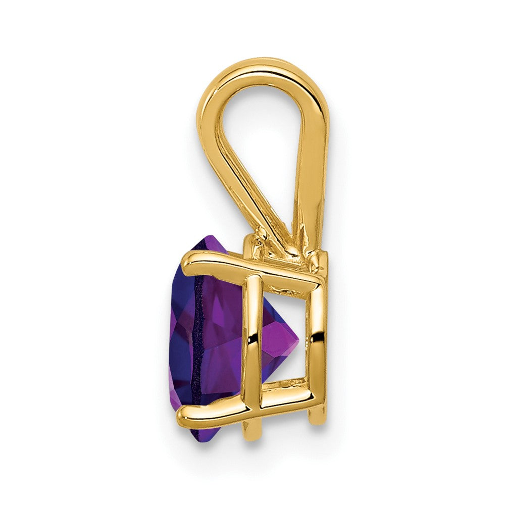 14k 7mm Round Amethyst Pendant