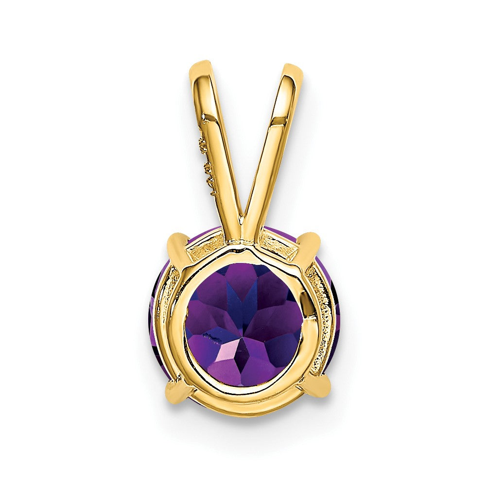 14k 7mm Round Amethyst Pendant