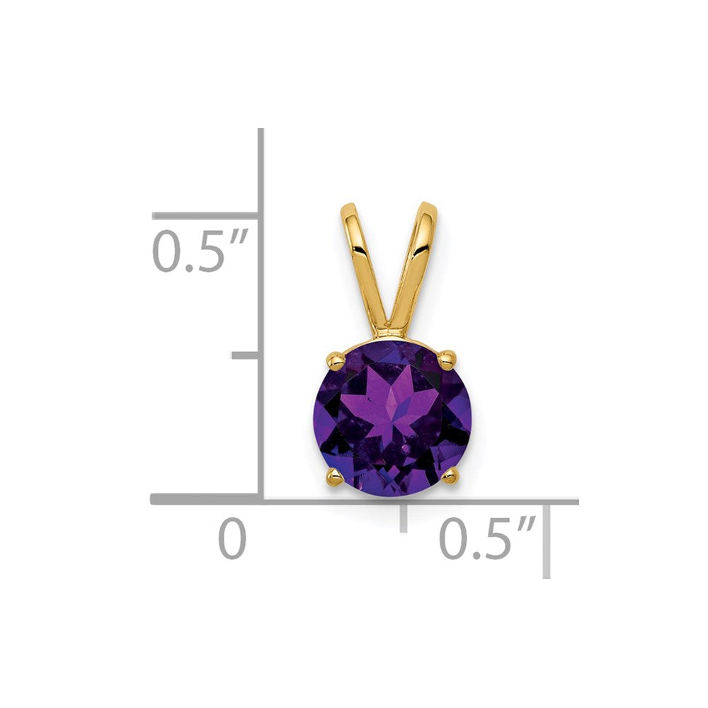 14k 7mm Round Amethyst Pendant