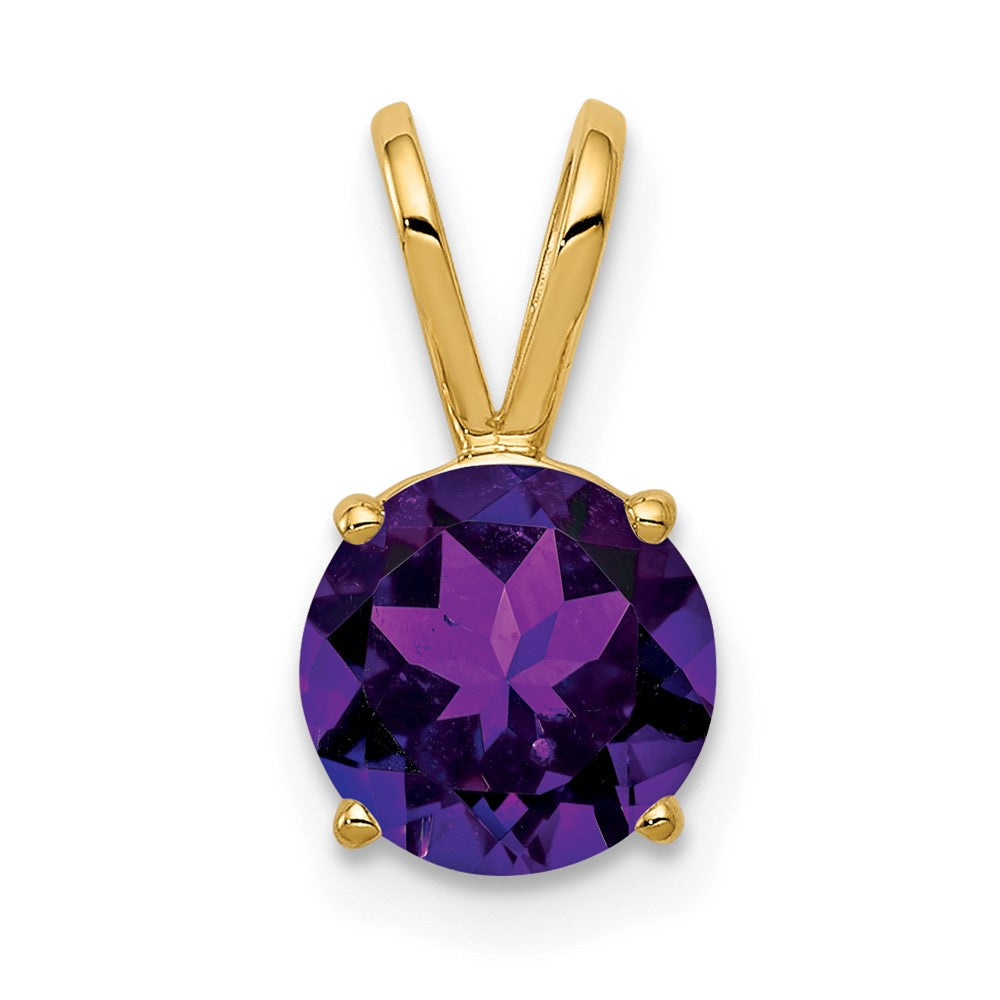 14k 7mm Round Amethyst Pendant