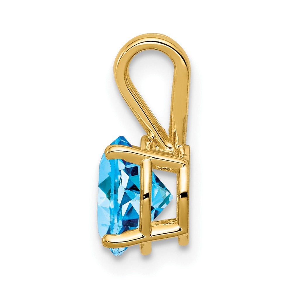 14k 7mm Round Blue Topaz Pendant