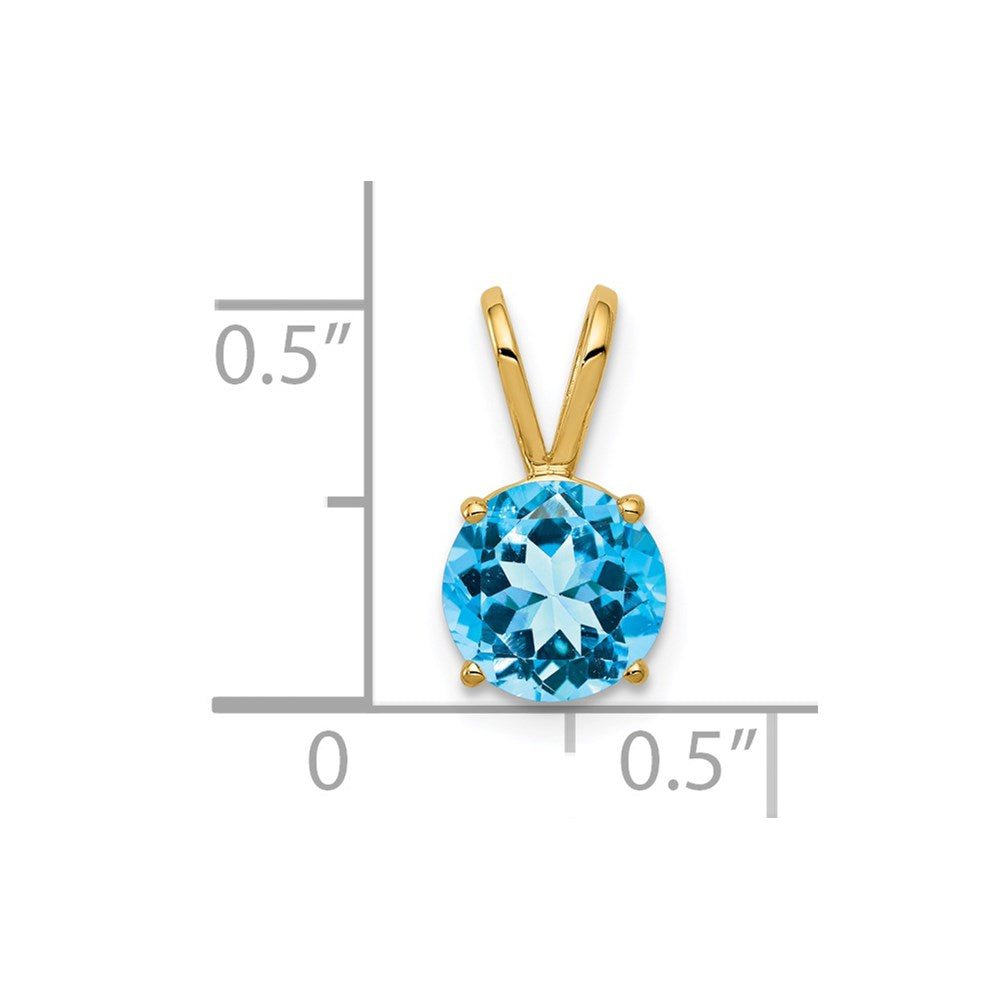 14k 7mm Round Blue Topaz Pendant