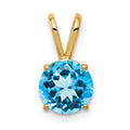 14k 7mm Round Blue Topaz Pendant