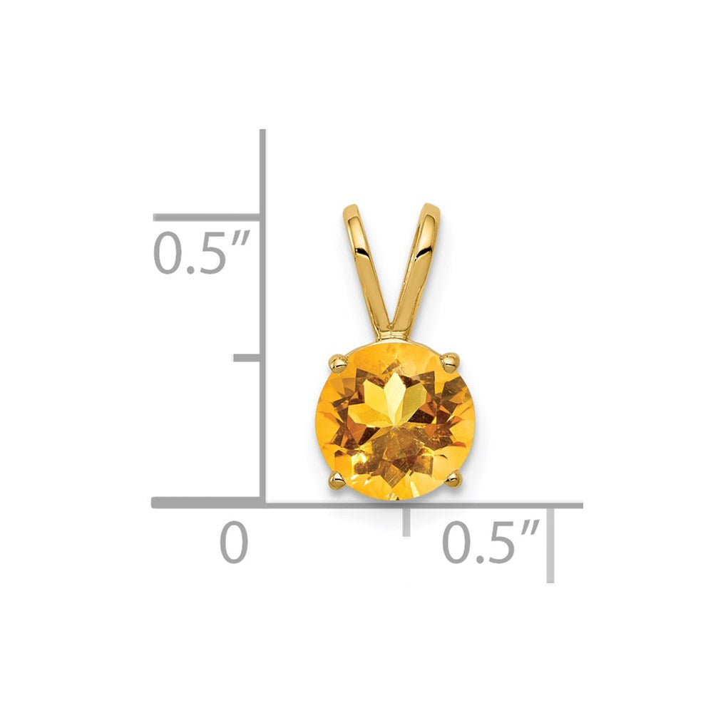 14k 7mm Round Citrine Pendant