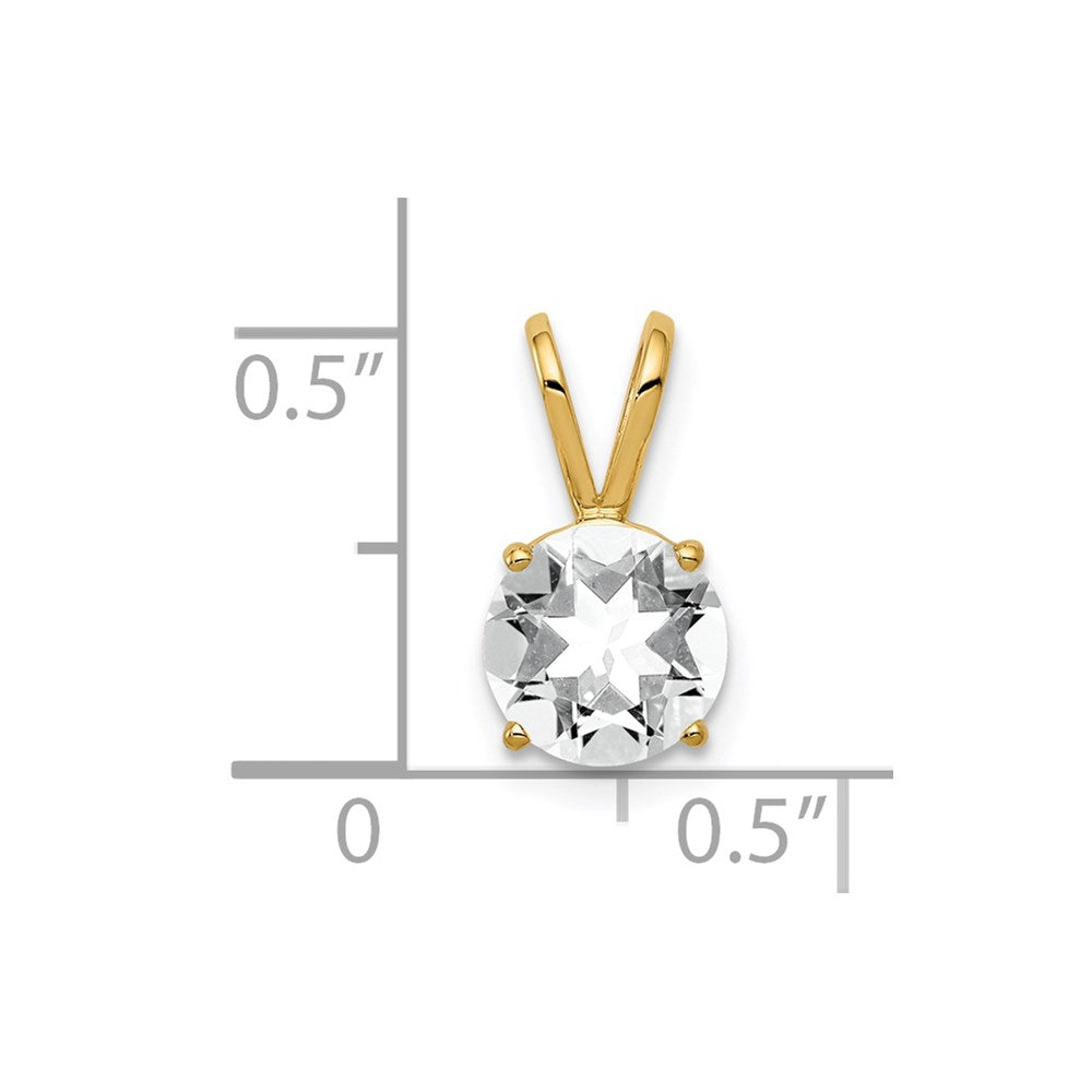 14k 7mm Round Cubic Zirconia Pendant