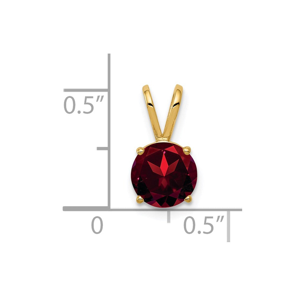 14k 7mm Round Garnet Pendant