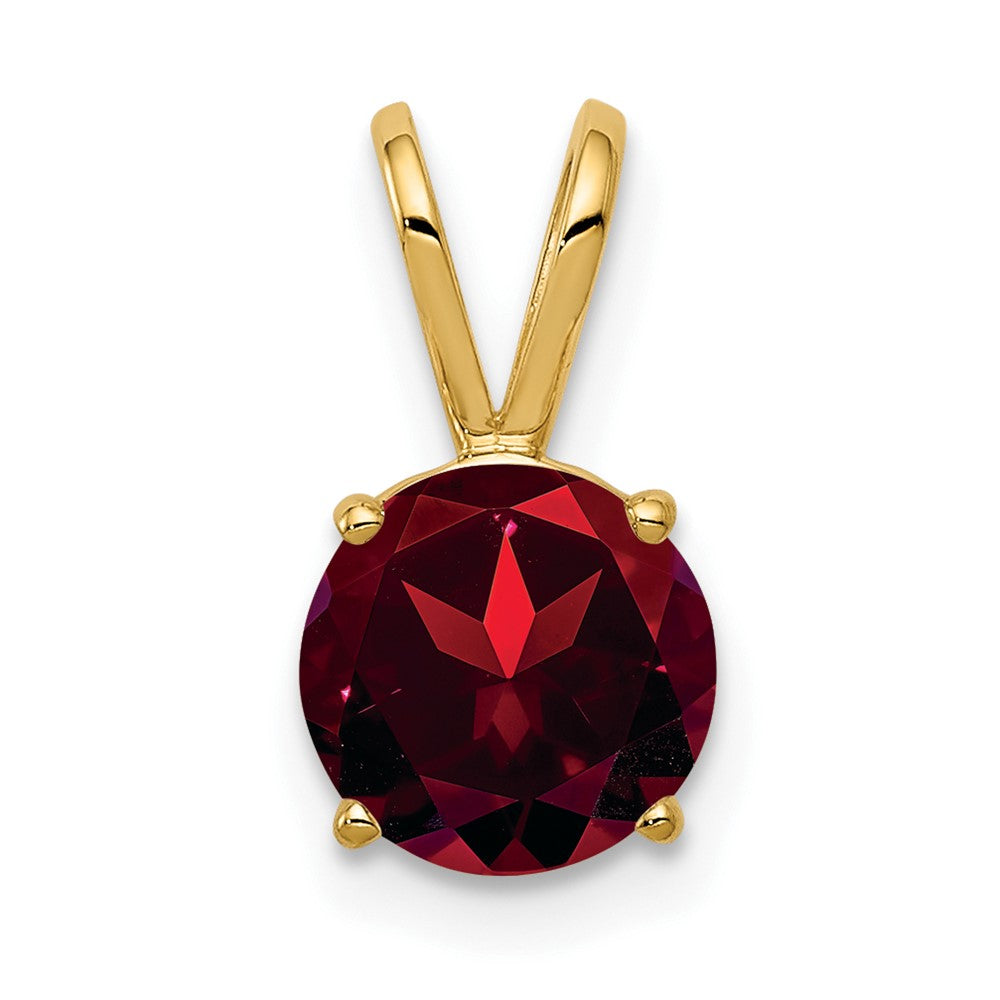 14k 7mm Round Garnet Pendant