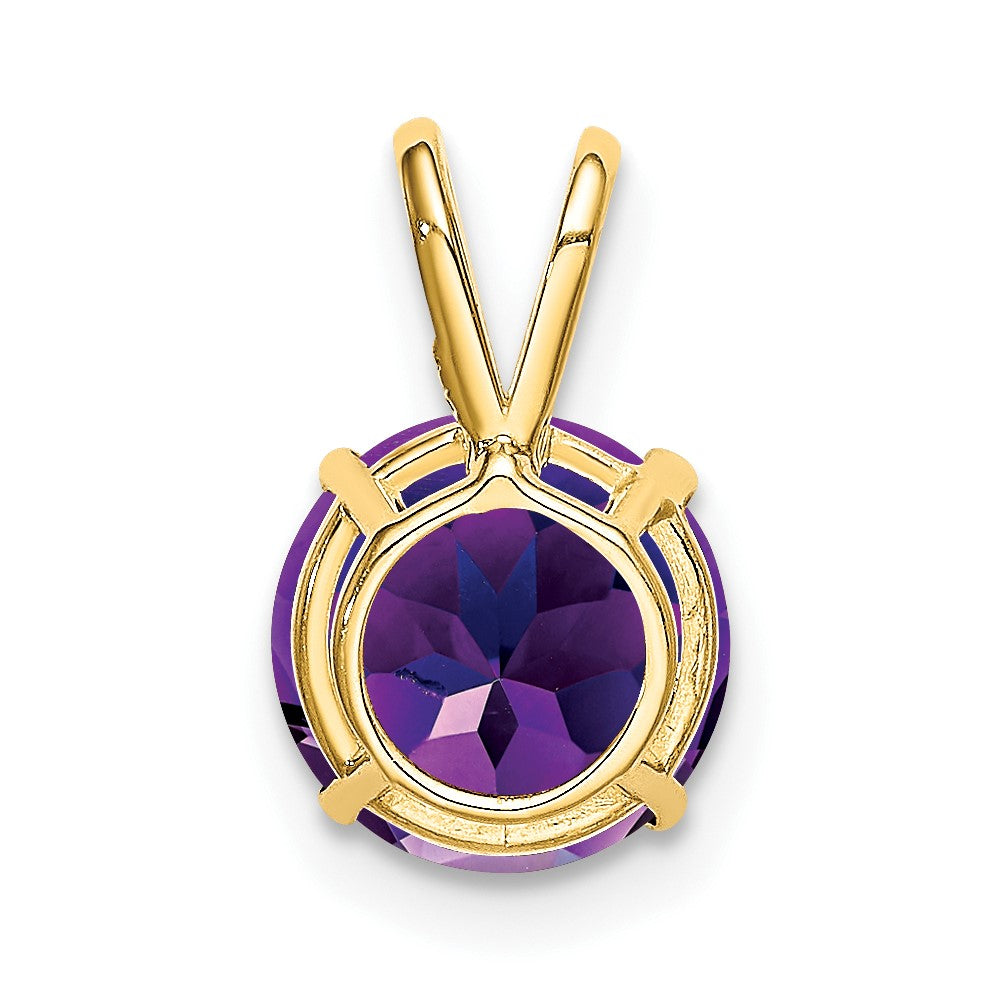 14k 8mm Round Amethyst Pendant