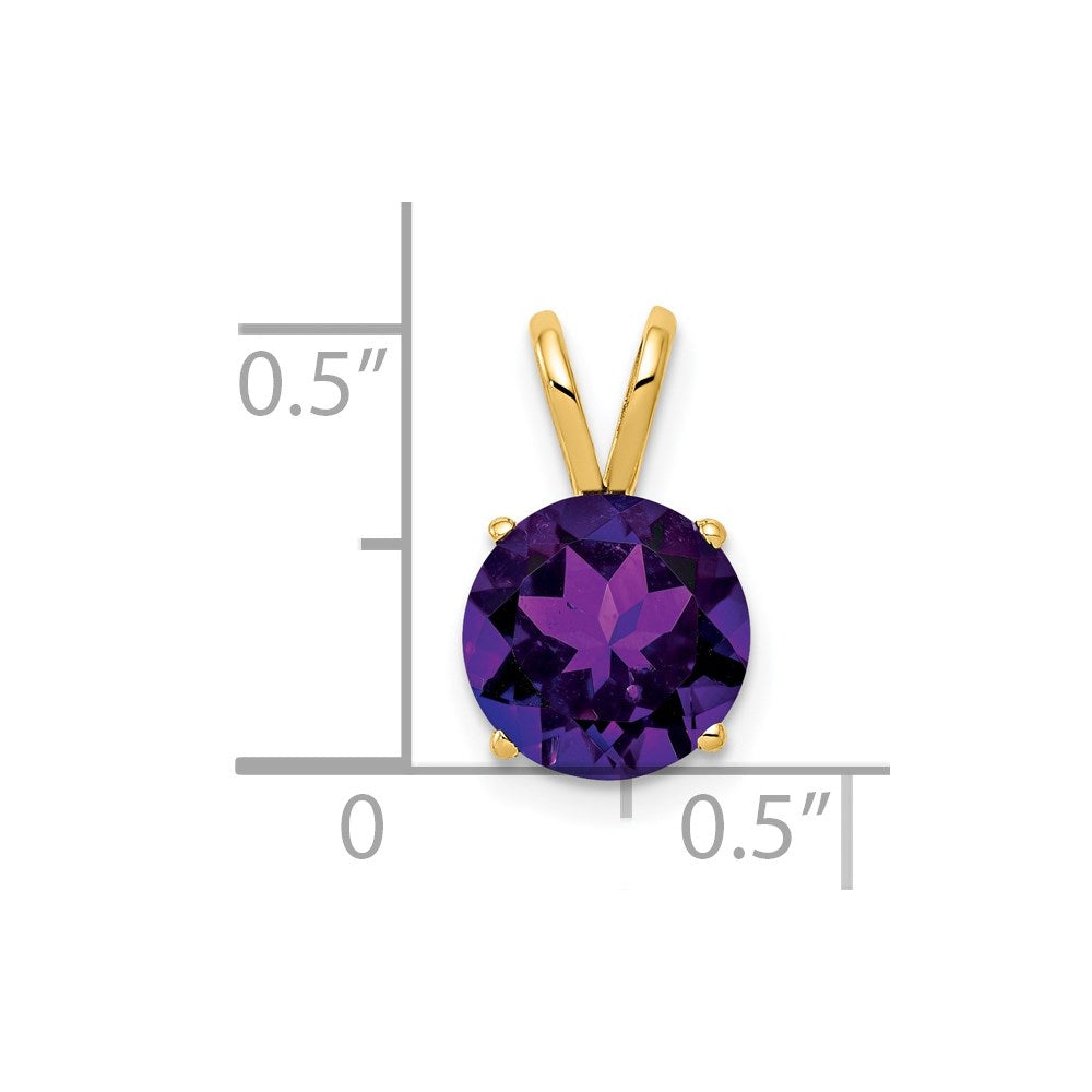 14k 8mm Round Amethyst Pendant