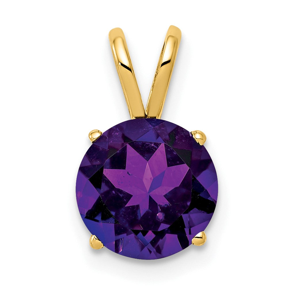 14k 8mm Round Amethyst Pendant
