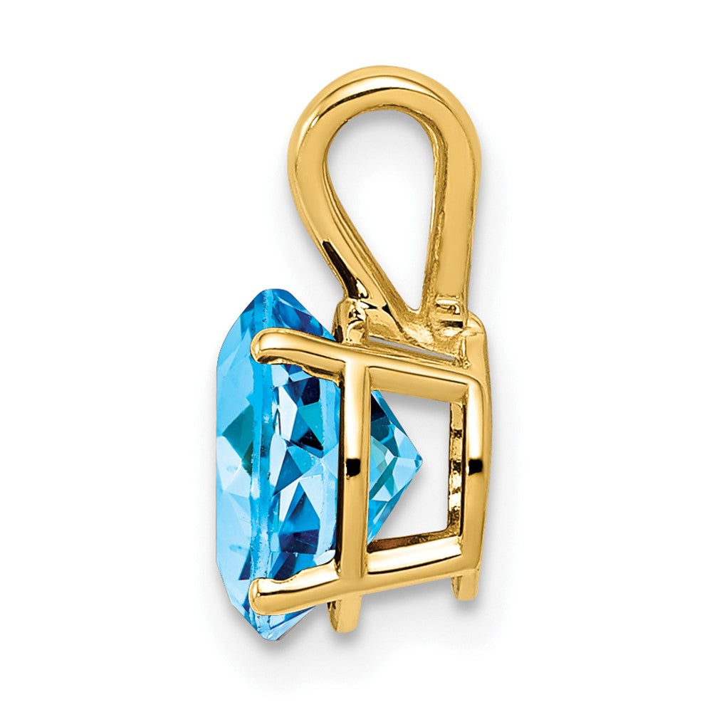 14k 8mm Round Blue Topaz Pendant
