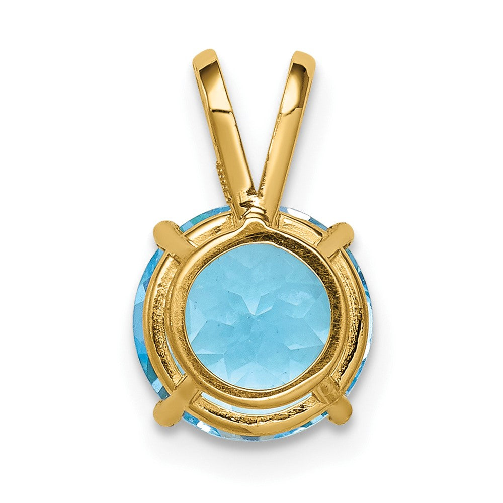 14k 8mm Round Blue Topaz Pendant