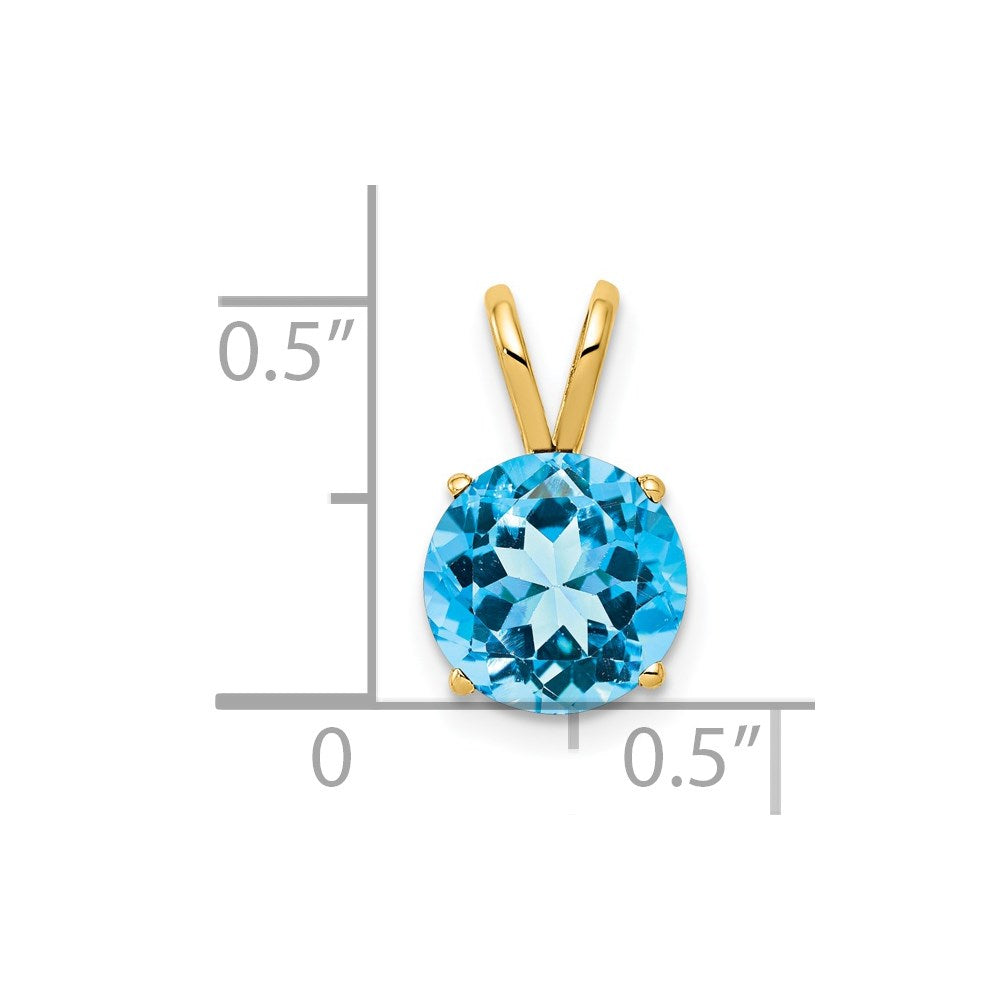 14k 8mm Round Blue Topaz Pendant