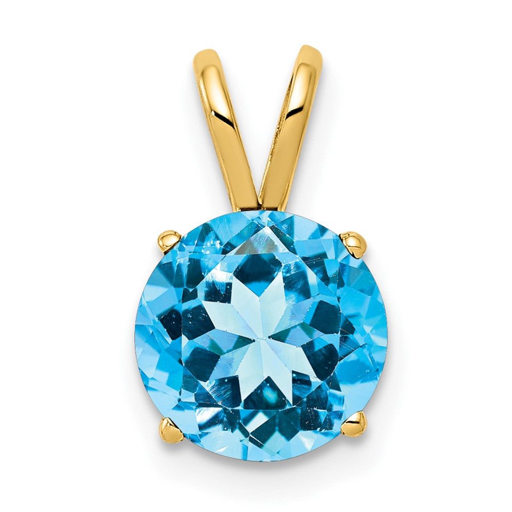 14k 8mm Round Blue Topaz Pendant