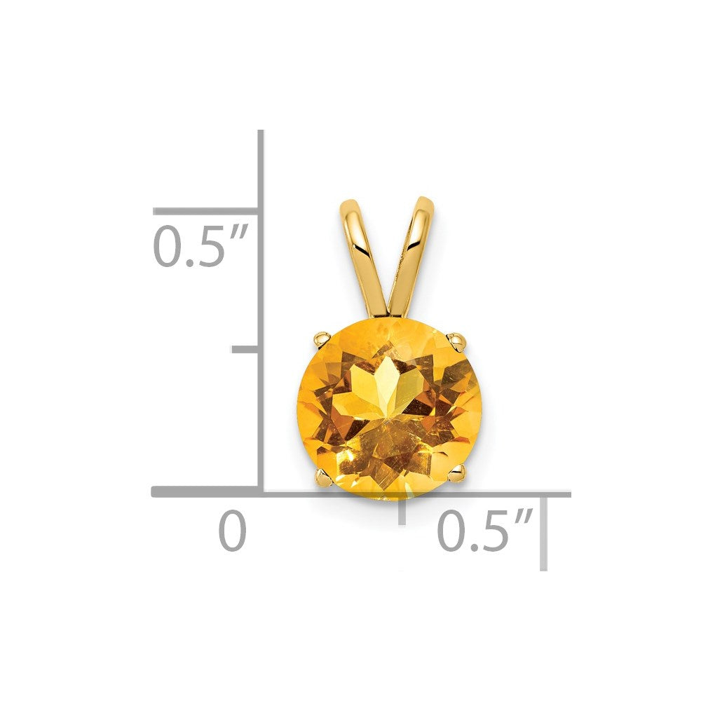 14k 8mm Round Citrine Pendant