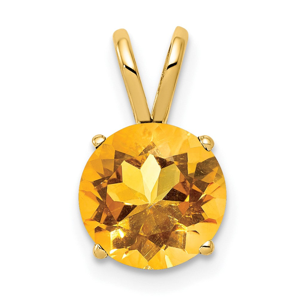 14k 8mm Round Citrine Pendant