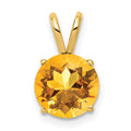 14k 8mm Round Citrine Pendant