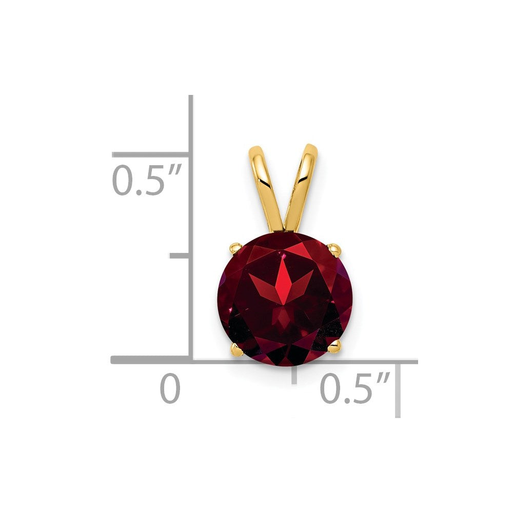 14k 8mm Round Garnet Pendant