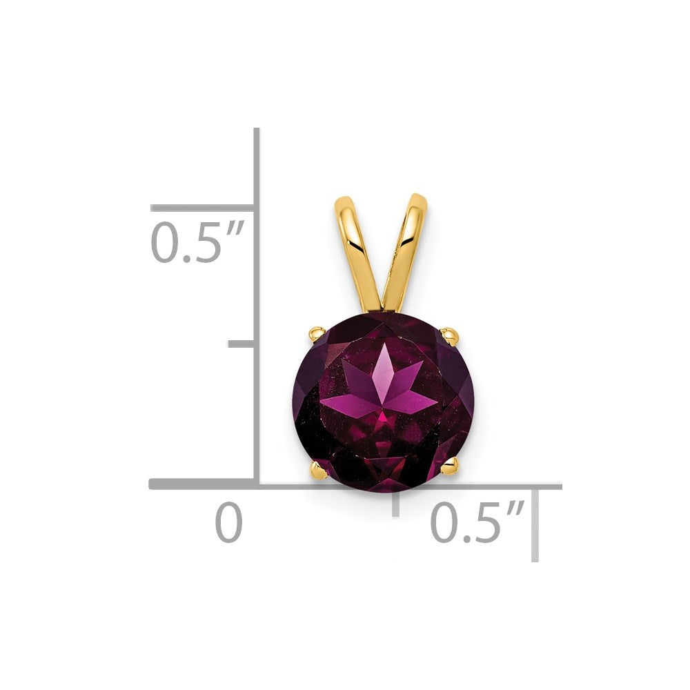 14k 8mm Round Rhodolite Garnet Pendant