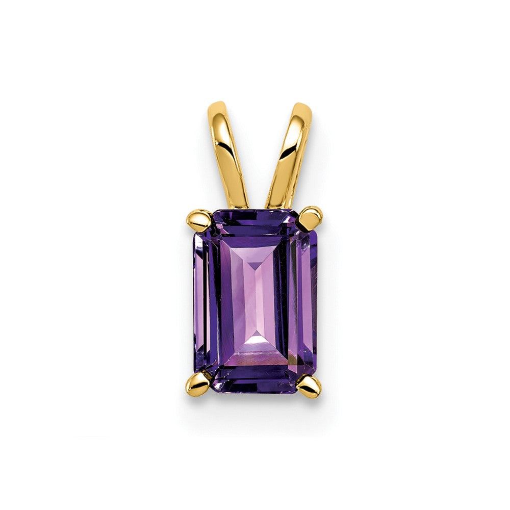 14k 6x4mm Emerald-cut Amethyst Pendant