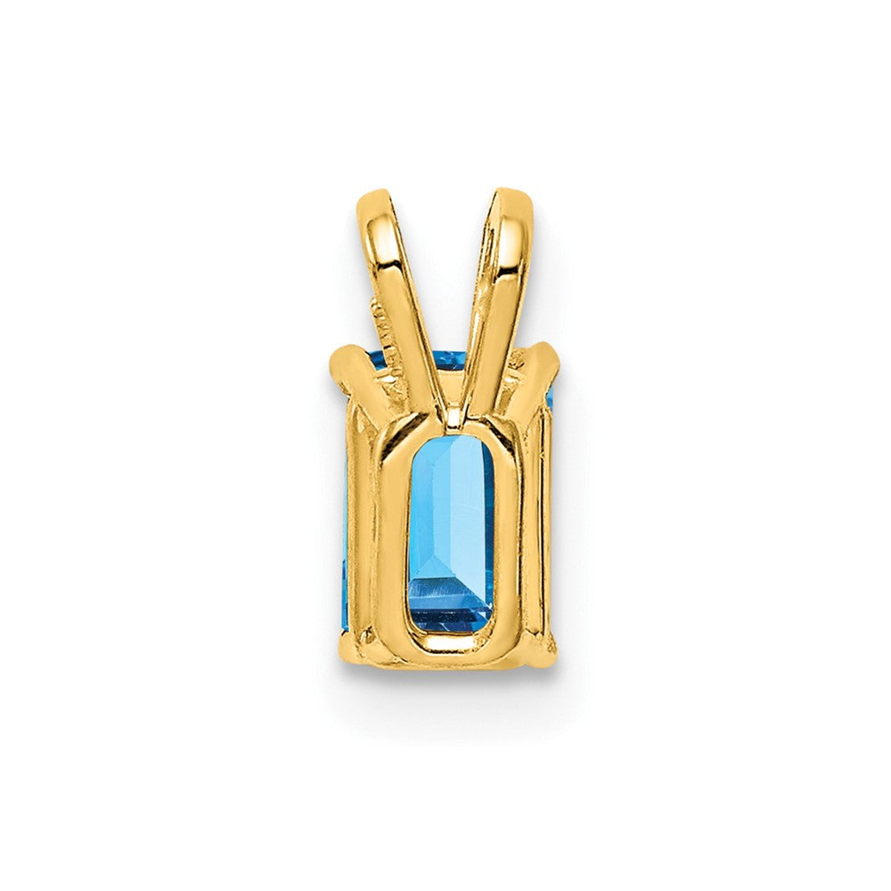 14k 6x4mm Emerald-cut Blue Topaz Pendant