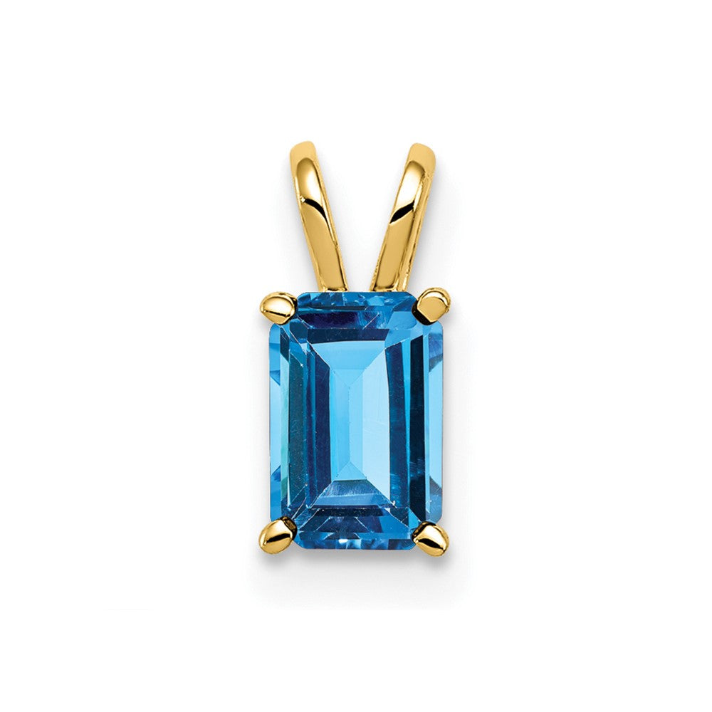 14k 6x4mm Emerald-cut Blue Topaz Pendant