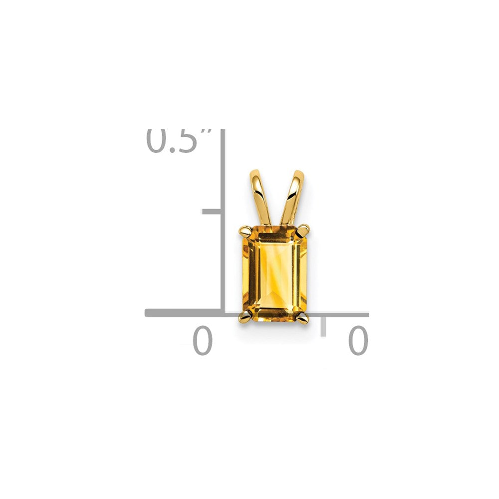 14k 6x4mm Emerald-cut Citrine Pendant