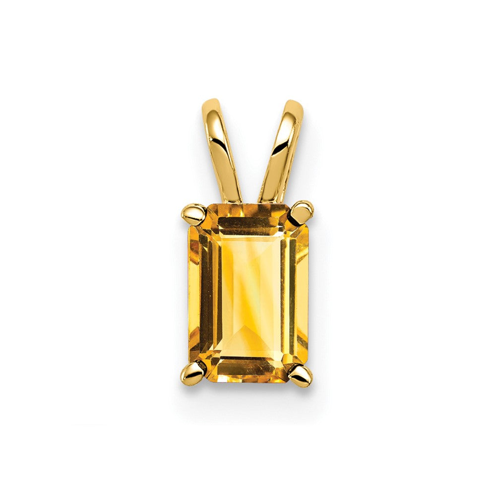 14k 6x4mm Emerald-cut Citrine Pendant
