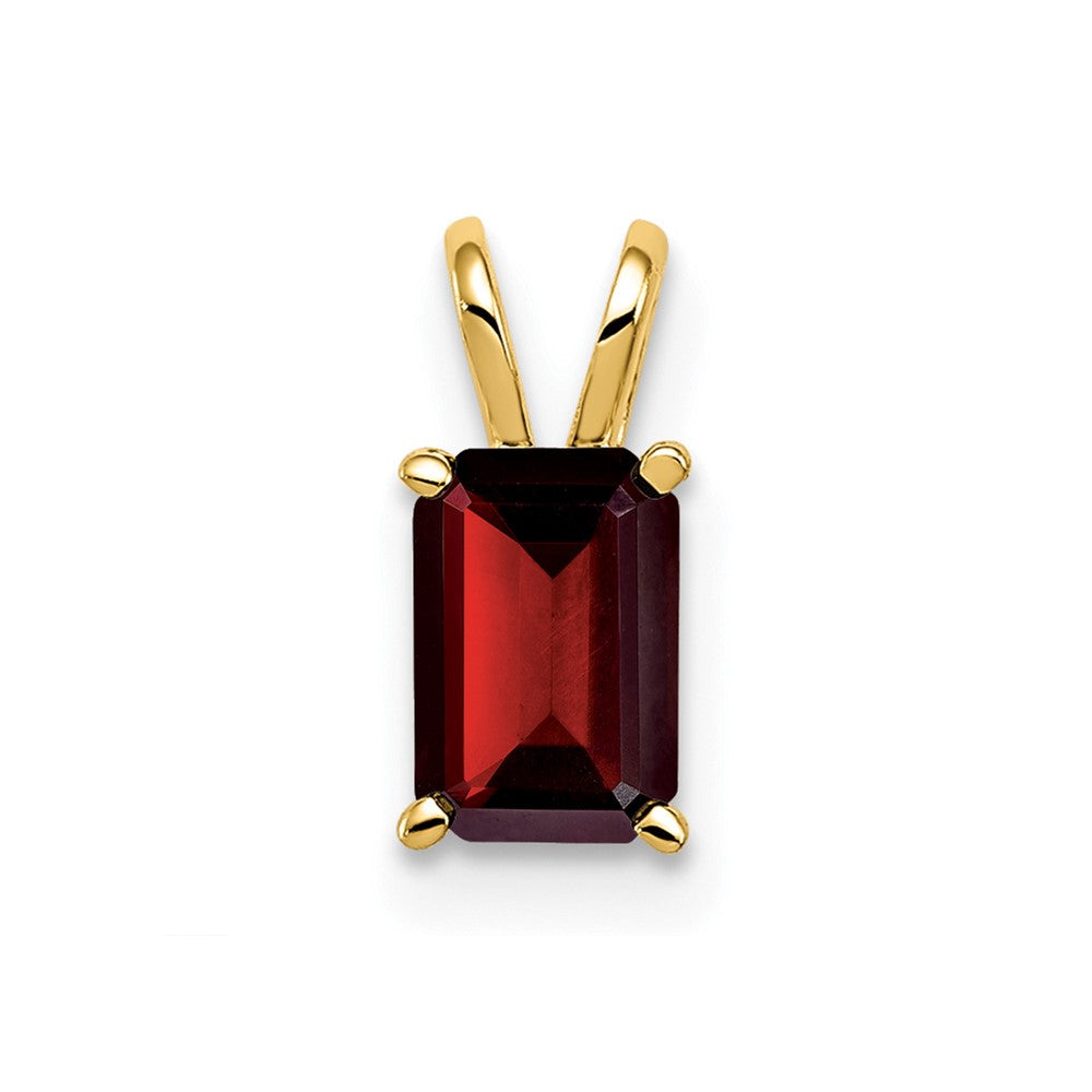 14k 6x4mm Emerald-cut Garnet Pendant