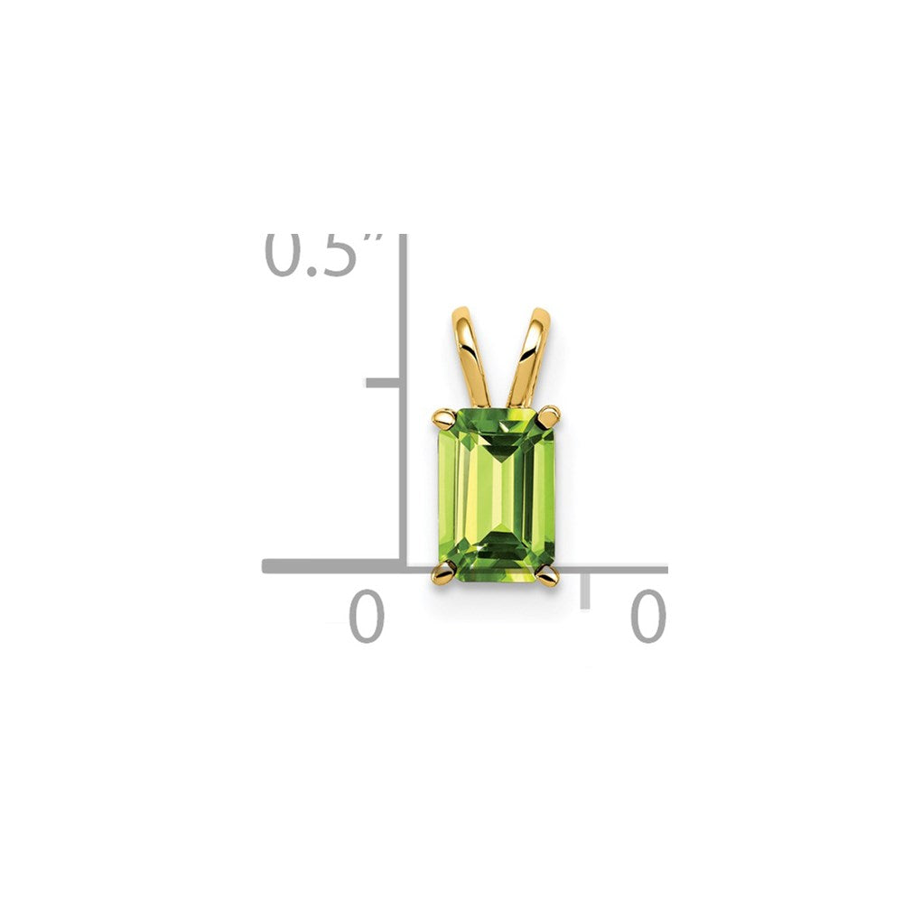14k 6x4mm Emerald-cut Peridot Pendant