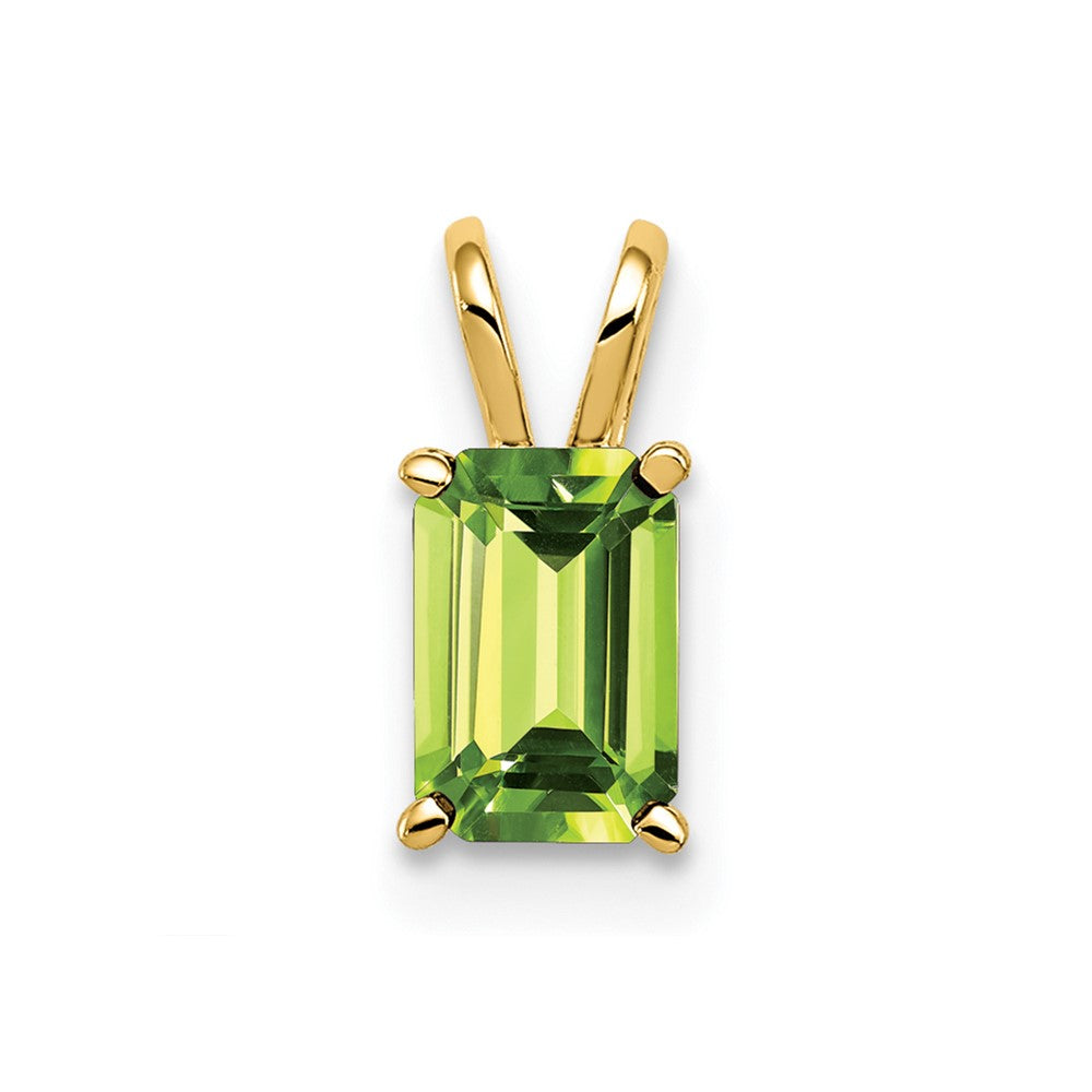 14k 6x4mm Emerald-cut Peridot Pendant