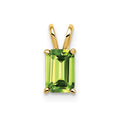 14k 6x4mm Emerald-cut Peridot Pendant