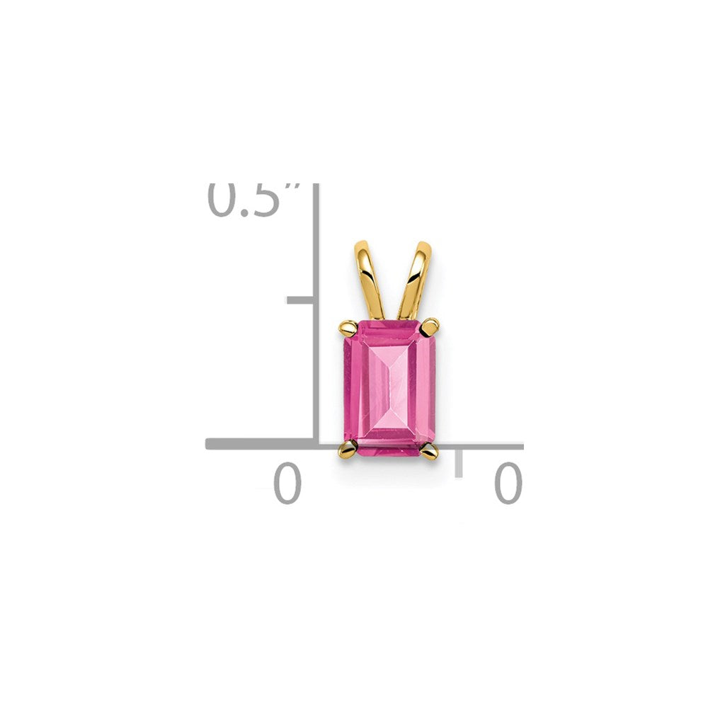 14k 6x4mm Emerald-cut Pink Tourmaline Pendant