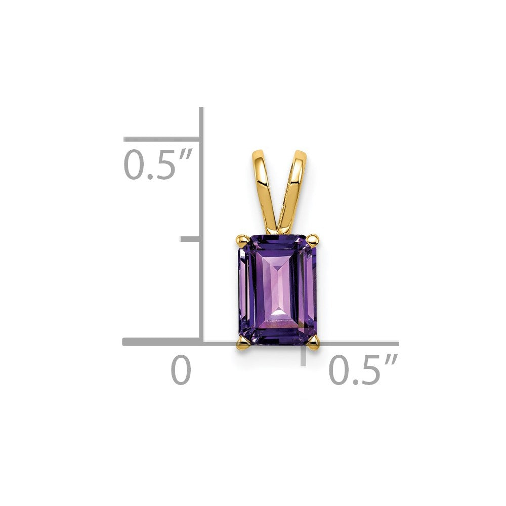 14k 7x5mm Emerald-cut Amethyst Pendant