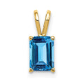 14k 7x5mm Emerald-cut Blue Topaz Pendant