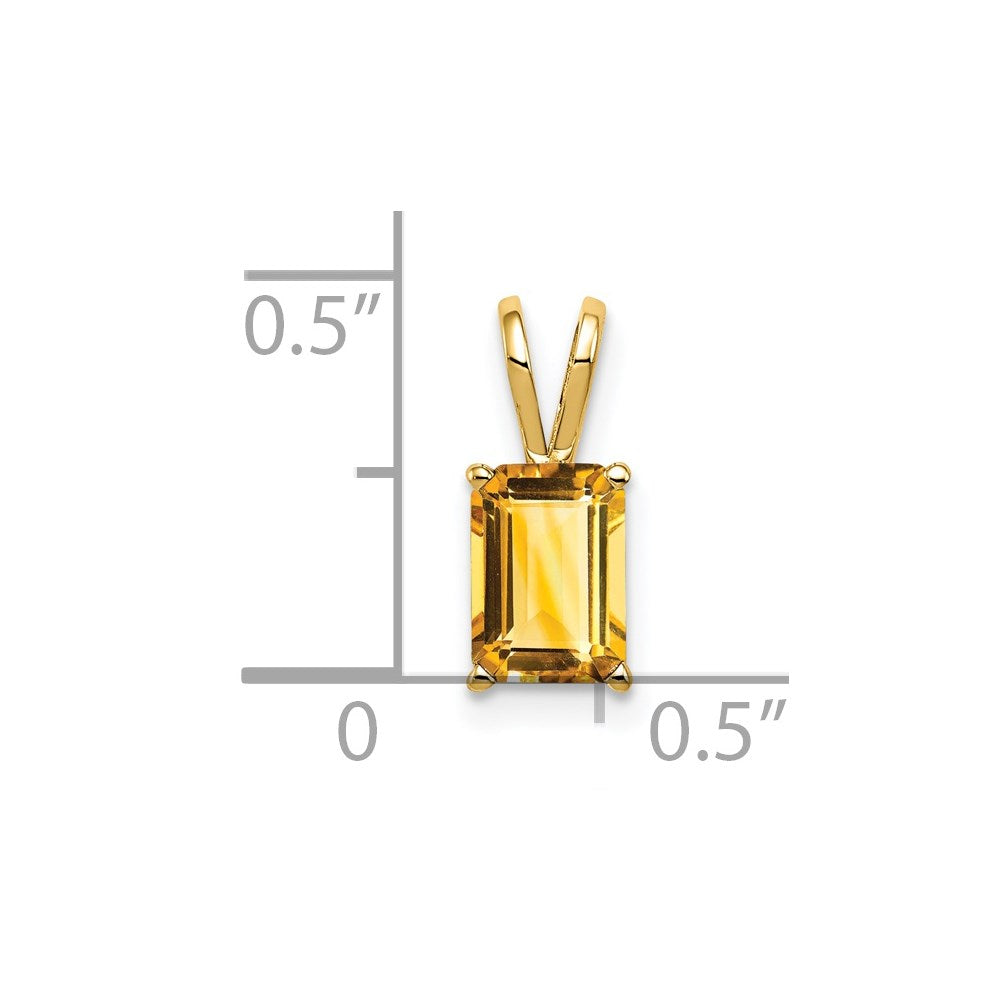 14k 7x5mm Emerald-cut Citrine Pendant