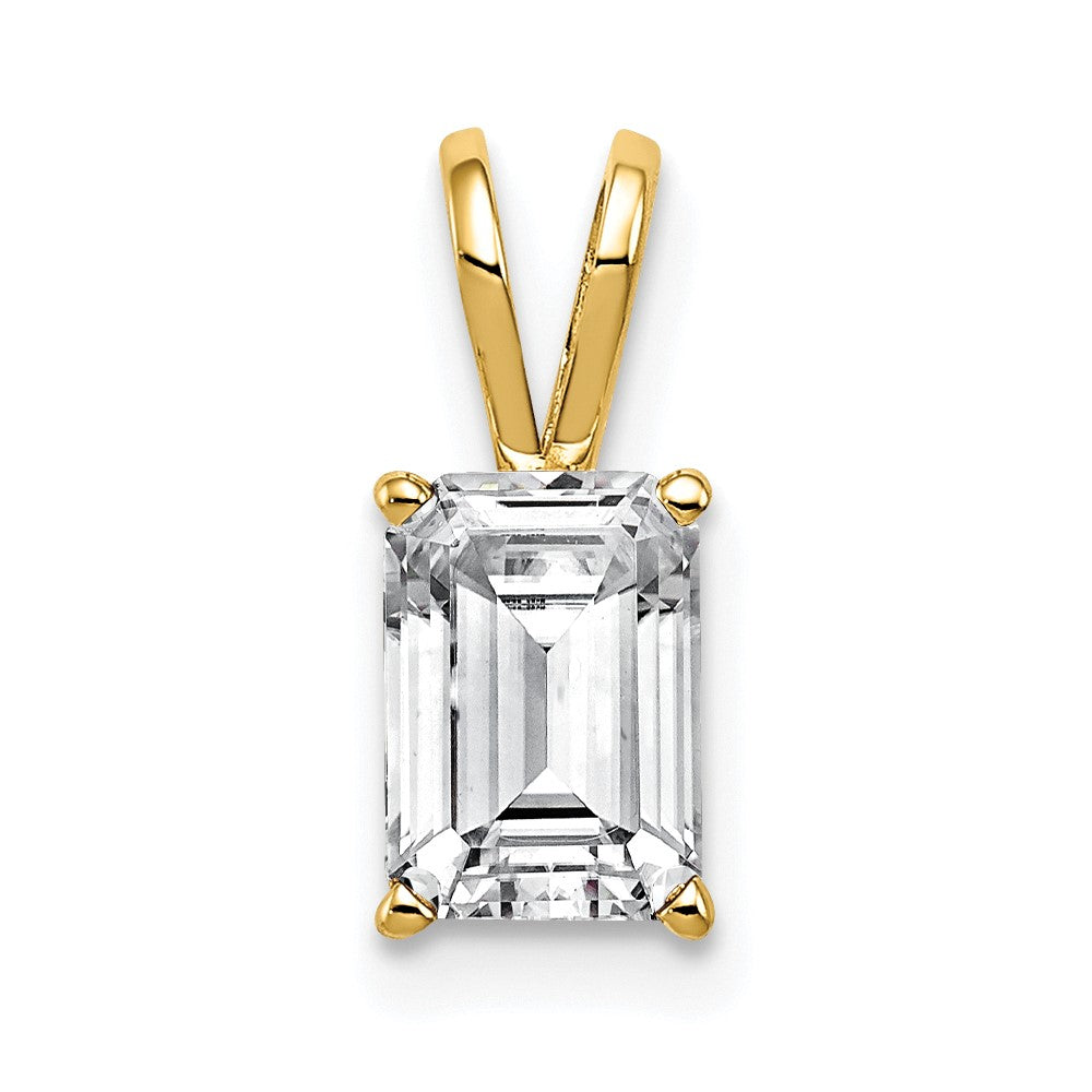 14k 7x5mm Emerald-cut Cubic Zirconia Pendant