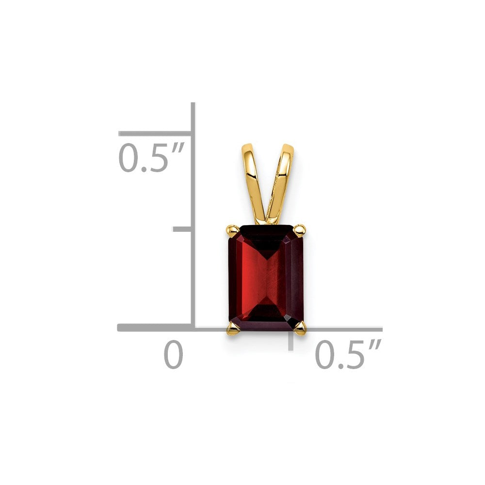 14k 7x5mm Emerald-cut Garnet Pendant