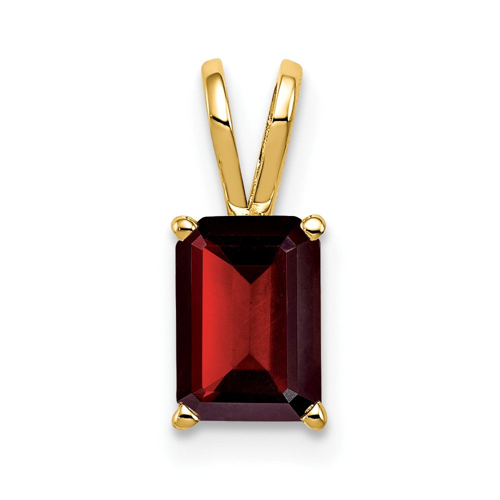 14k 7x5mm Emerald-cut Garnet Pendant