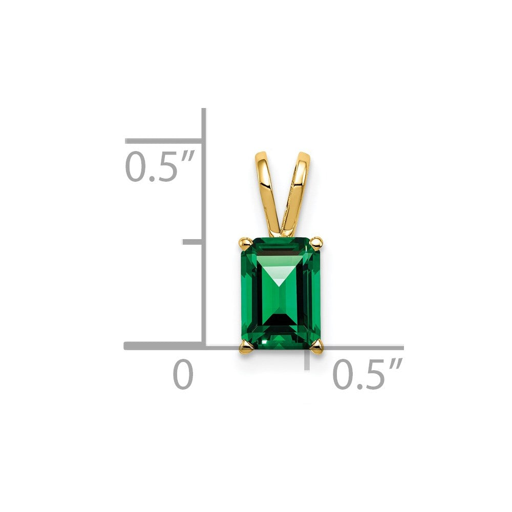 14k 7x5mm Emerald-cut Mount St. Helens Pendant