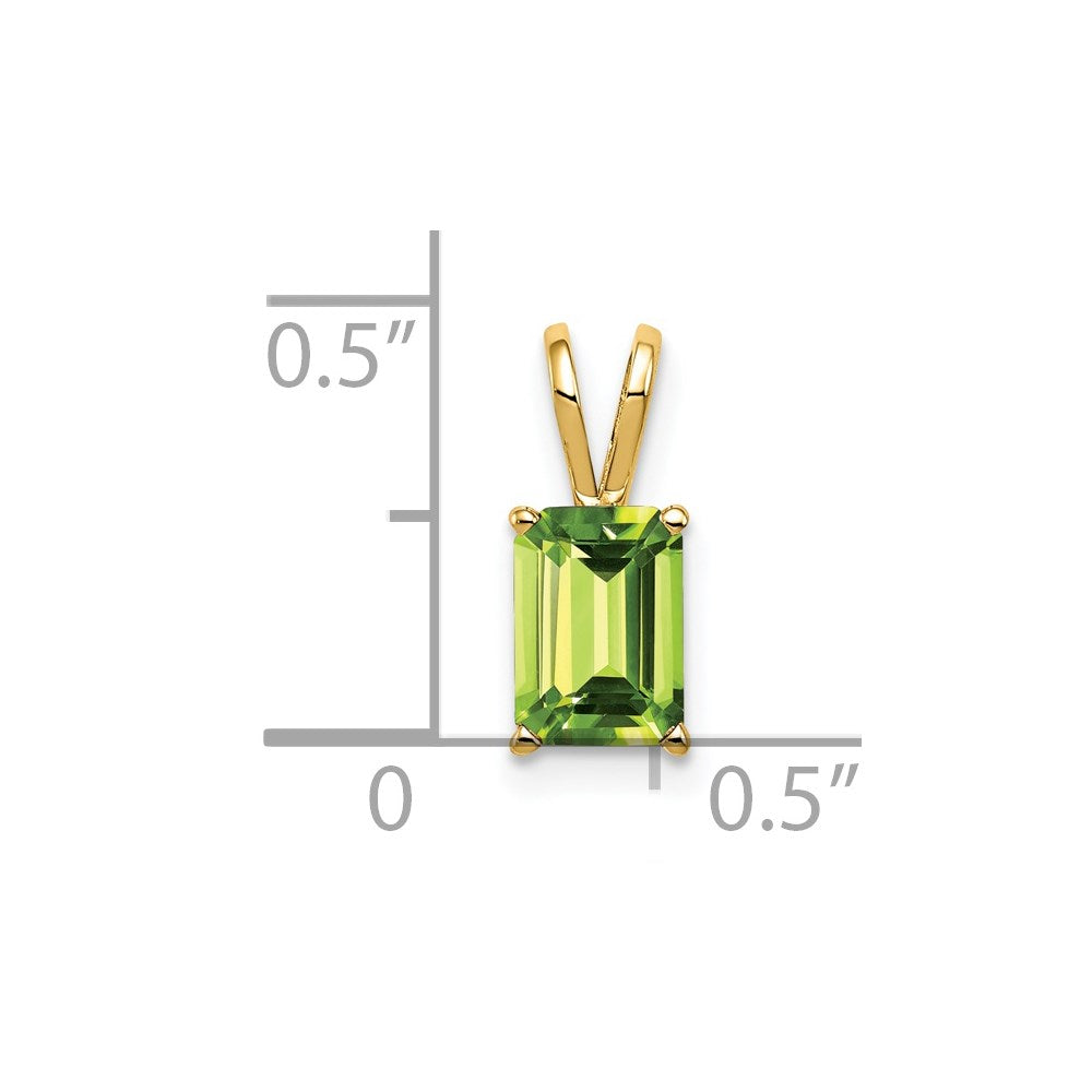 14k 7x5mm Emerald-cut Peridot Pendant